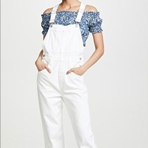 Madewell straight leg white overalls